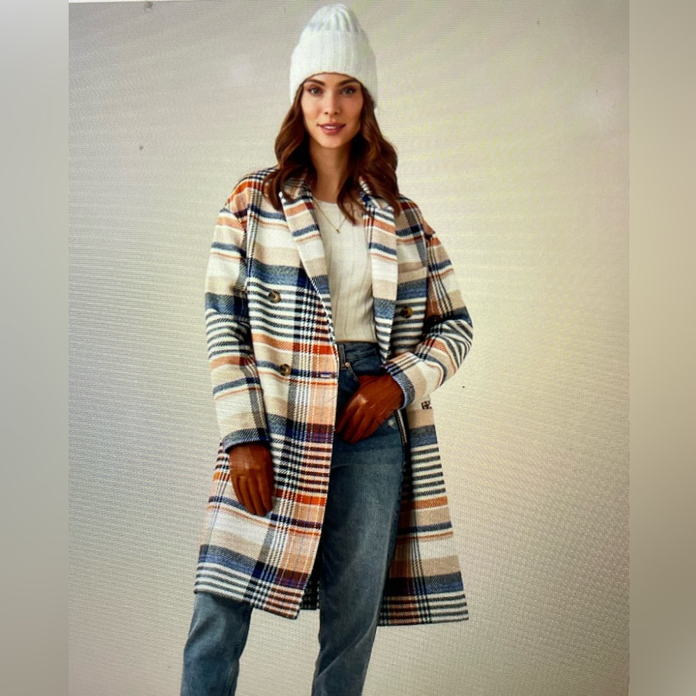 Charlie Paige Multicolor Plaid Coat NWT